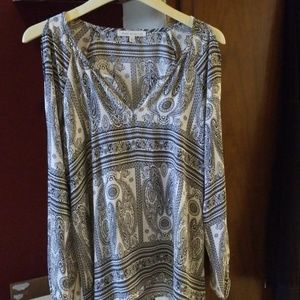 Cold shoulder v neck blouse